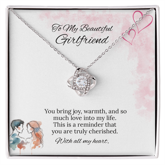 To My Girlfriend Love Knot Necklace in Luxury or Standard Black & White Box