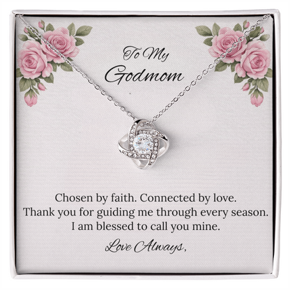 To My Godmom Love Knot Necklace in Luxury or Standard Black & White Box