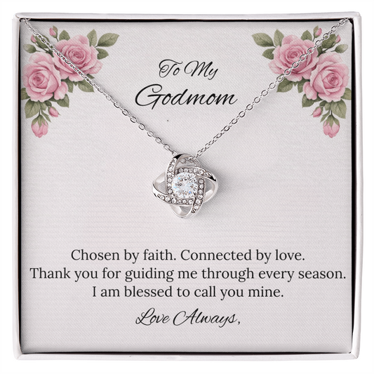 To My Godmom Love Knot Necklace in Luxury or Standard Black & White Box