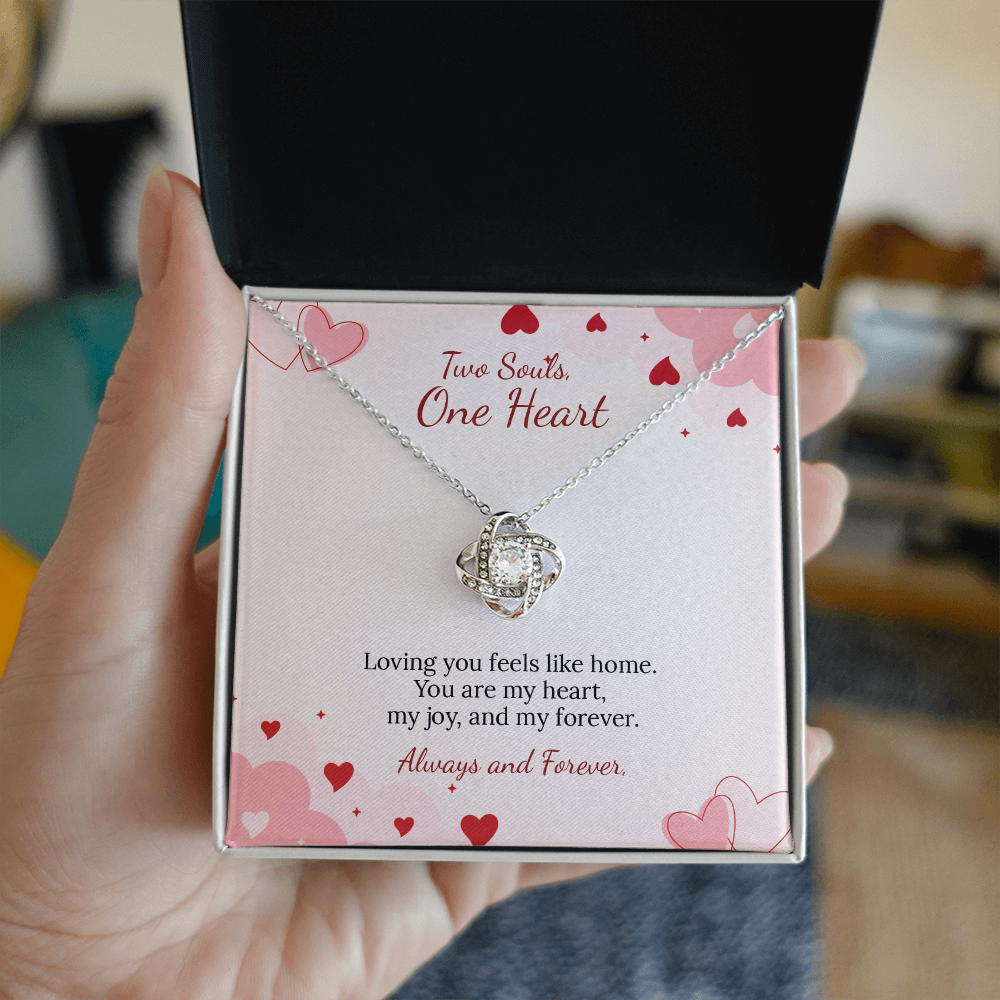 To My Soulmate Love Knot Necklace in Luxury or Standard Black & White Box