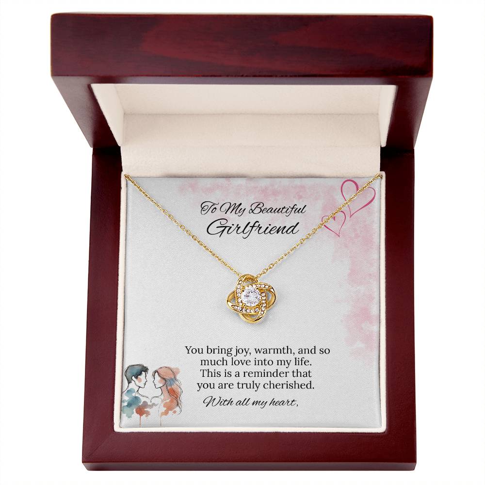 To My Girlfriend Love Knot Necklace in Luxury or Standard Black & White Box