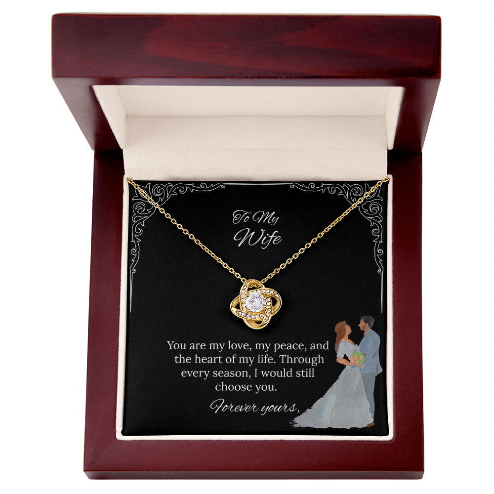 To My Wife Love Knot Necklace in Luxury or Standard Black & White Box