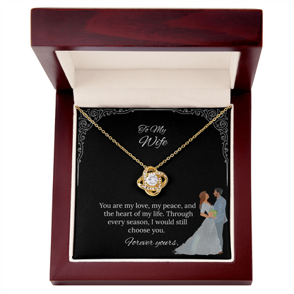 To My Wife Love Knot Necklace in Luxury or Standard Black & White Box