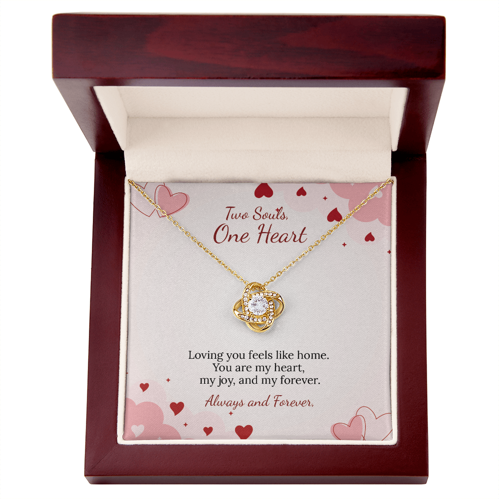 To My Soulmate Love Knot Necklace in Luxury or Standard Black & White Box