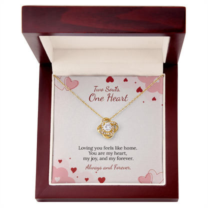 To My Soulmate Love Knot Necklace in Luxury or Standard Black & White Box