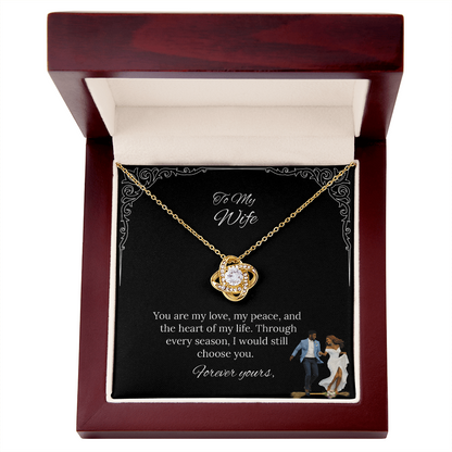 African American To My Wife Love Knot Necklace in Luxury or Standard Black & White Box