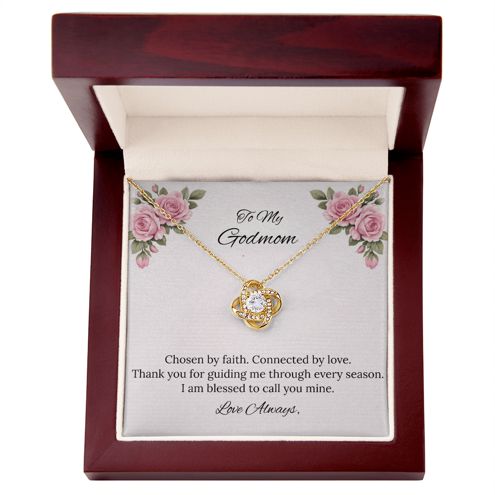 To My Godmom Love Knot Necklace in Luxury or Standard Black & White Box
