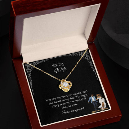 African American To My Wife Love Knot Necklace in Luxury or Standard Black & White Box