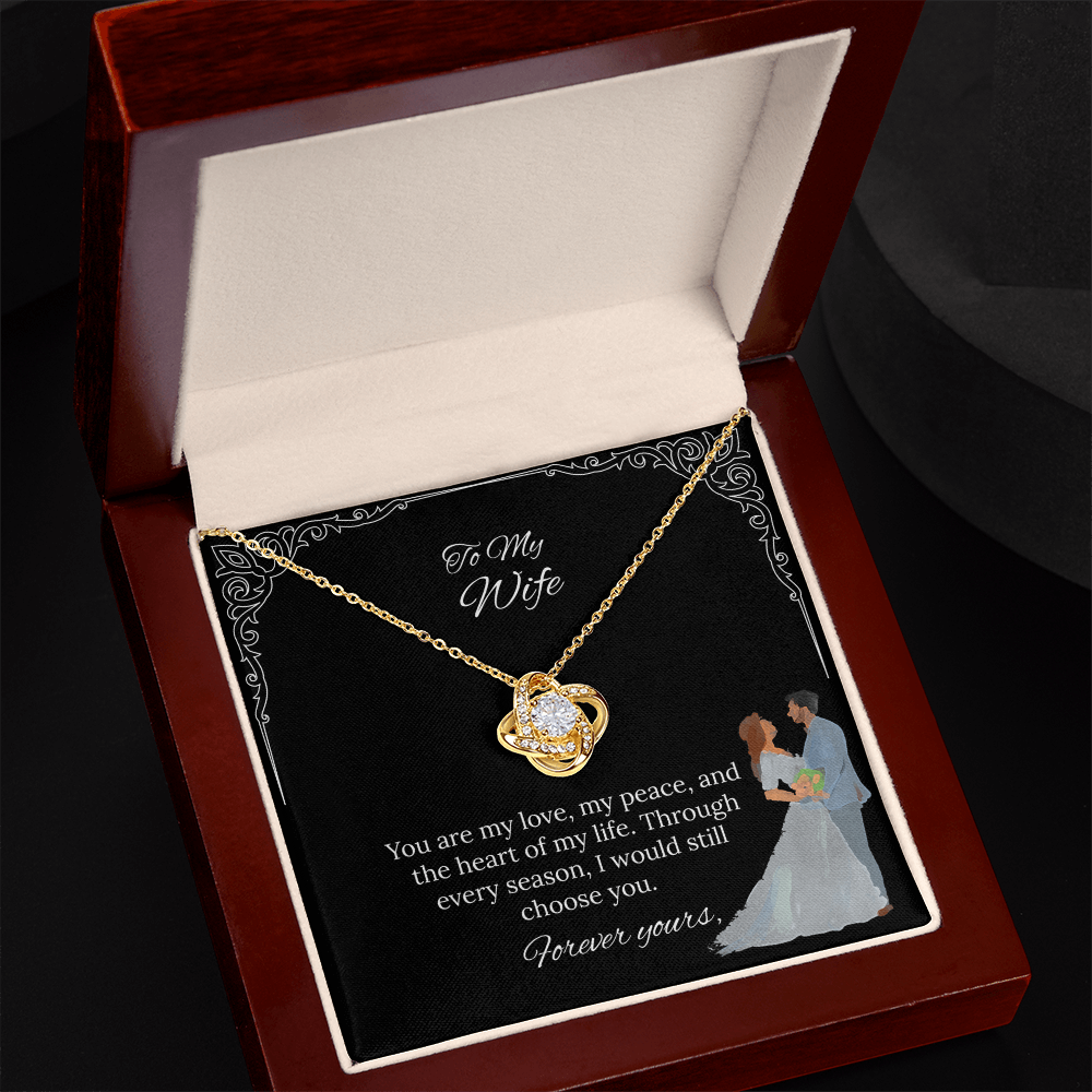 To My Wife Love Knot Necklace in Luxury or Standard Black & White Box