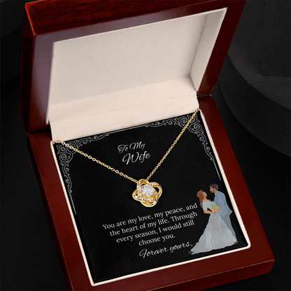 To My Wife Love Knot Necklace in Luxury or Standard Black & White Box