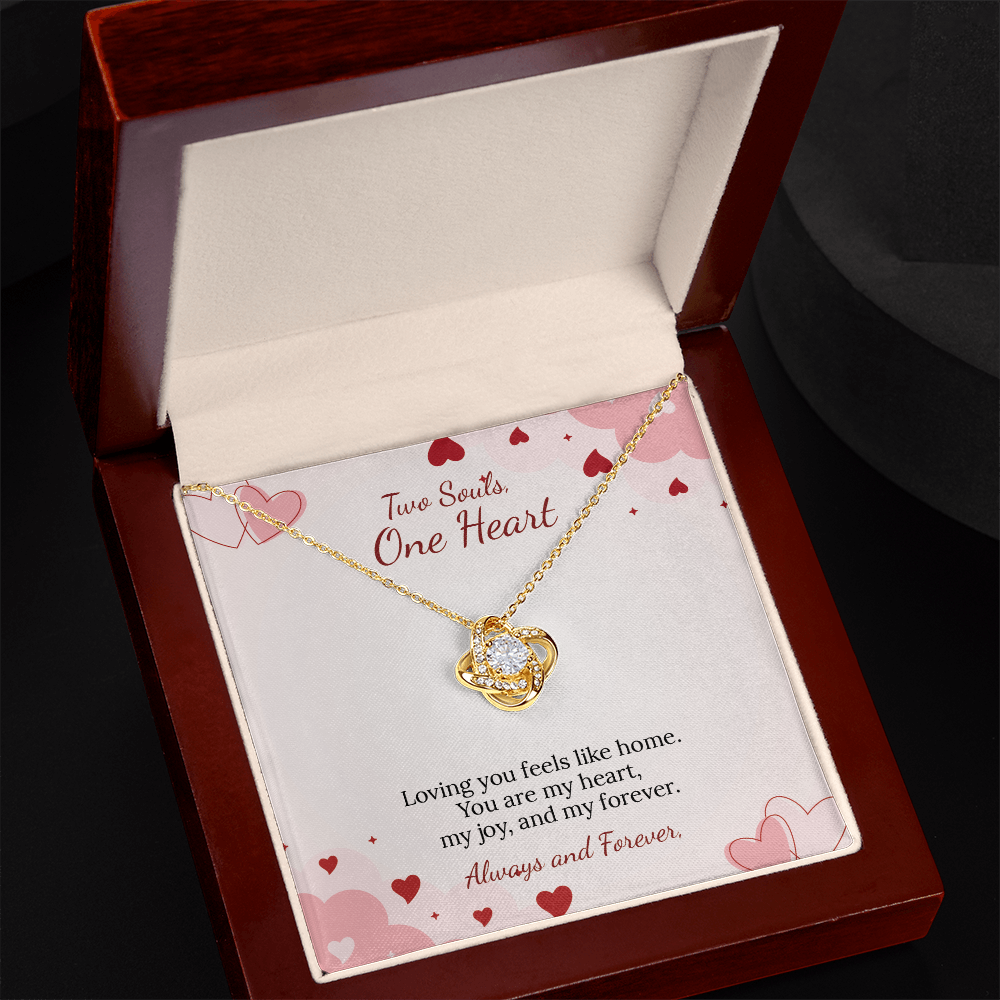 To My Soulmate Love Knot Necklace in Luxury or Standard Black & White Box