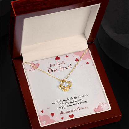 To My Soulmate Love Knot Necklace in Luxury or Standard Black & White Box