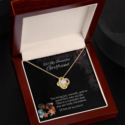 African American - To My Girlfriend Love Knot Necklace in Luxury or Standard Black & White Box