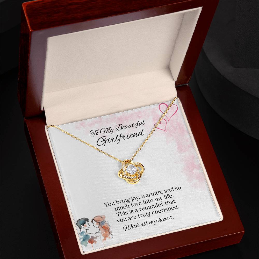 To My Girlfriend Love Knot Necklace in Luxury or Standard Black & White Box
