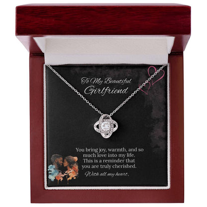 African American - To My Girlfriend Love Knot Necklace in Luxury or Standard Black & White Box