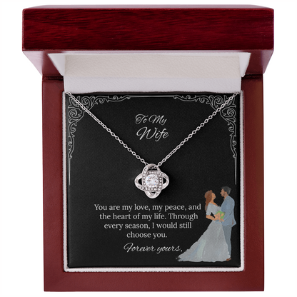 To My Wife Love Knot Necklace in Luxury or Standard Black & White Box