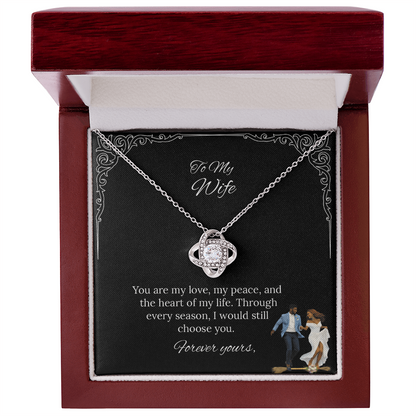 African American To My Wife Love Knot Necklace in Luxury or Standard Black & White Box