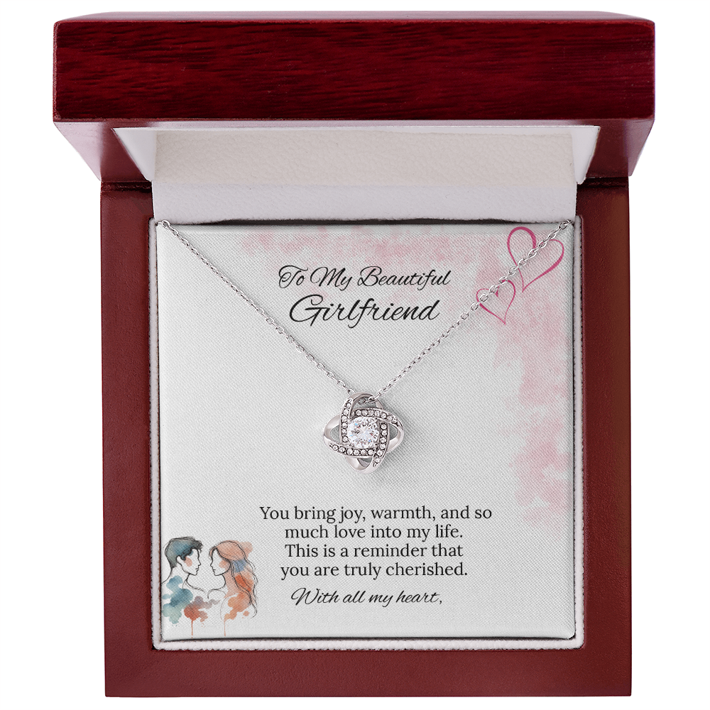To My Girlfriend Love Knot Necklace in Luxury or Standard Black & White Box