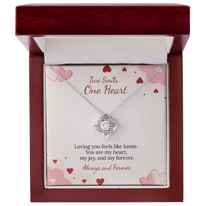 To My Soulmate Love Knot Necklace in Luxury or Standard Black & White Box