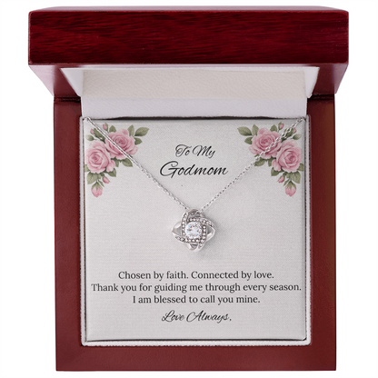 To My Godmom Love Knot Necklace in Luxury or Standard Black & White Box