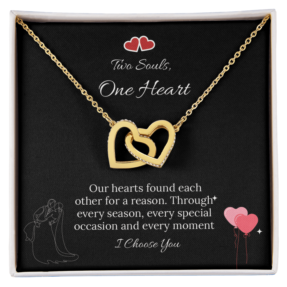 For My Love Interlocking Hearts Necklace (Yellow Gold & White Gold) - Soulmate (Female)