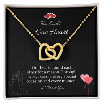 For My Love Interlocking Hearts Necklace (Yellow Gold & White Gold) - Soulmate (Female)