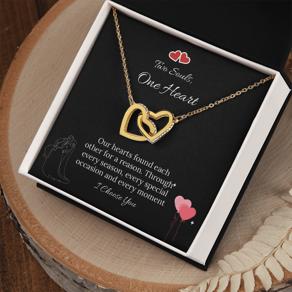 For My Love Interlocking Hearts Necklace (Yellow Gold & White Gold) - Soulmate (Female)