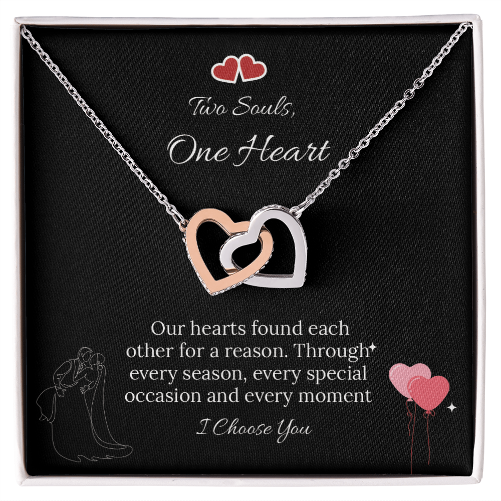 For My Love Interlocking Hearts Necklace (Yellow Gold & White Gold) - Soulmate (Female)