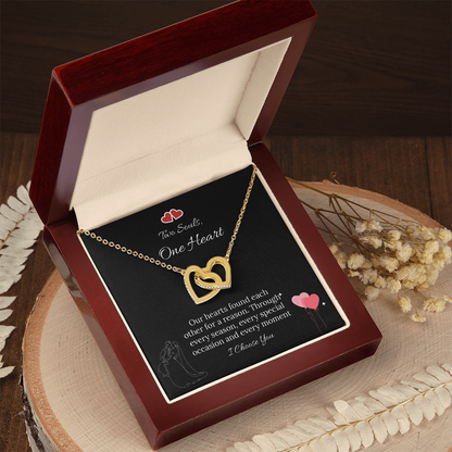 For My Love Interlocking Hearts Necklace (Yellow Gold & White Gold) - Soulmate (Female)