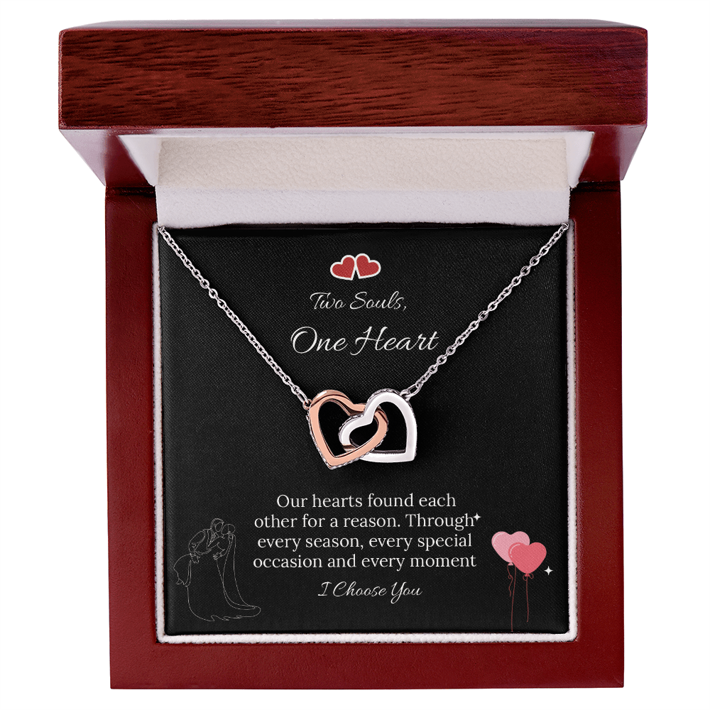 For My Love Interlocking Hearts Necklace (Yellow Gold & White Gold) - Soulmate (Female)