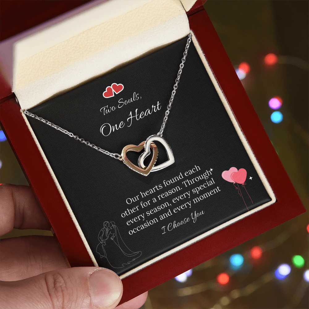 For My Love Interlocking Hearts Necklace (Yellow Gold & White Gold) - Soulmate (Female)