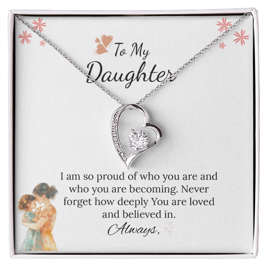To My Daughter Forever Love Necklace in Luxury and Black & White Standard Box