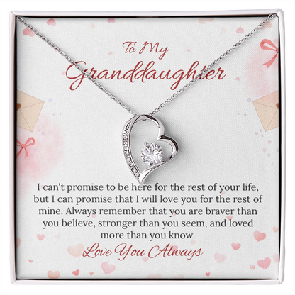 To My Granddaughter Forever Love Necklace in Luxury and Black & White Standard Box