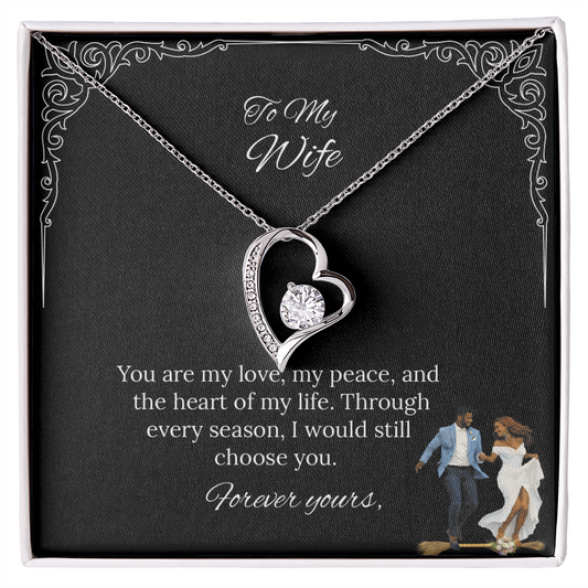 African American - To My Wife Forever Love Necklace in Luxury or Standard Black & White Box