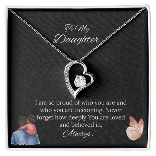 African American Father-Daughter - To My Daughter Forever Love Necklace in Luxury and Black & White Standard Box
