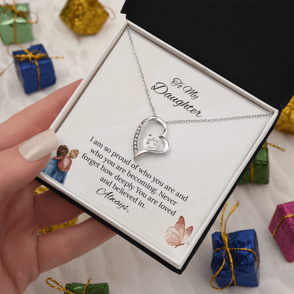 Father-Daughter - To My Daughter Forever Love Necklace in Luxury and Black & White Standard Box