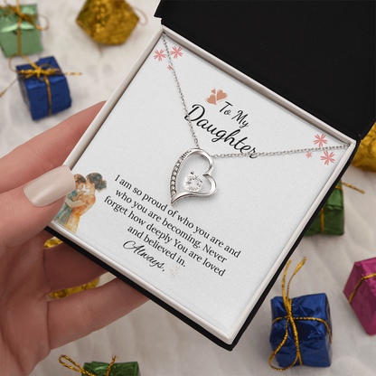 To My Daughter Forever Love Necklace in Luxury and Black & White Standard Box