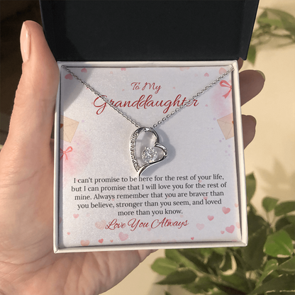To My Granddaughter Forever Love Necklace in Luxury and Black & White Standard Box