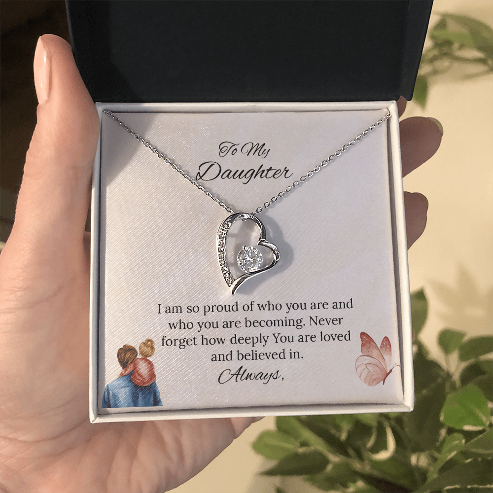 Father-Daughter - To My Daughter Forever Love Necklace in Luxury and Black & White Standard Box