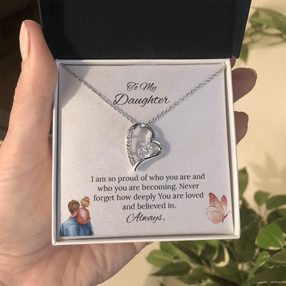 Father-Daughter - To My Daughter Forever Love Necklace in Luxury and Black & White Standard Box
