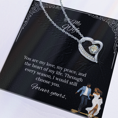 African American - To My Wife Forever Love Necklace in Luxury or Standard Black & White Box