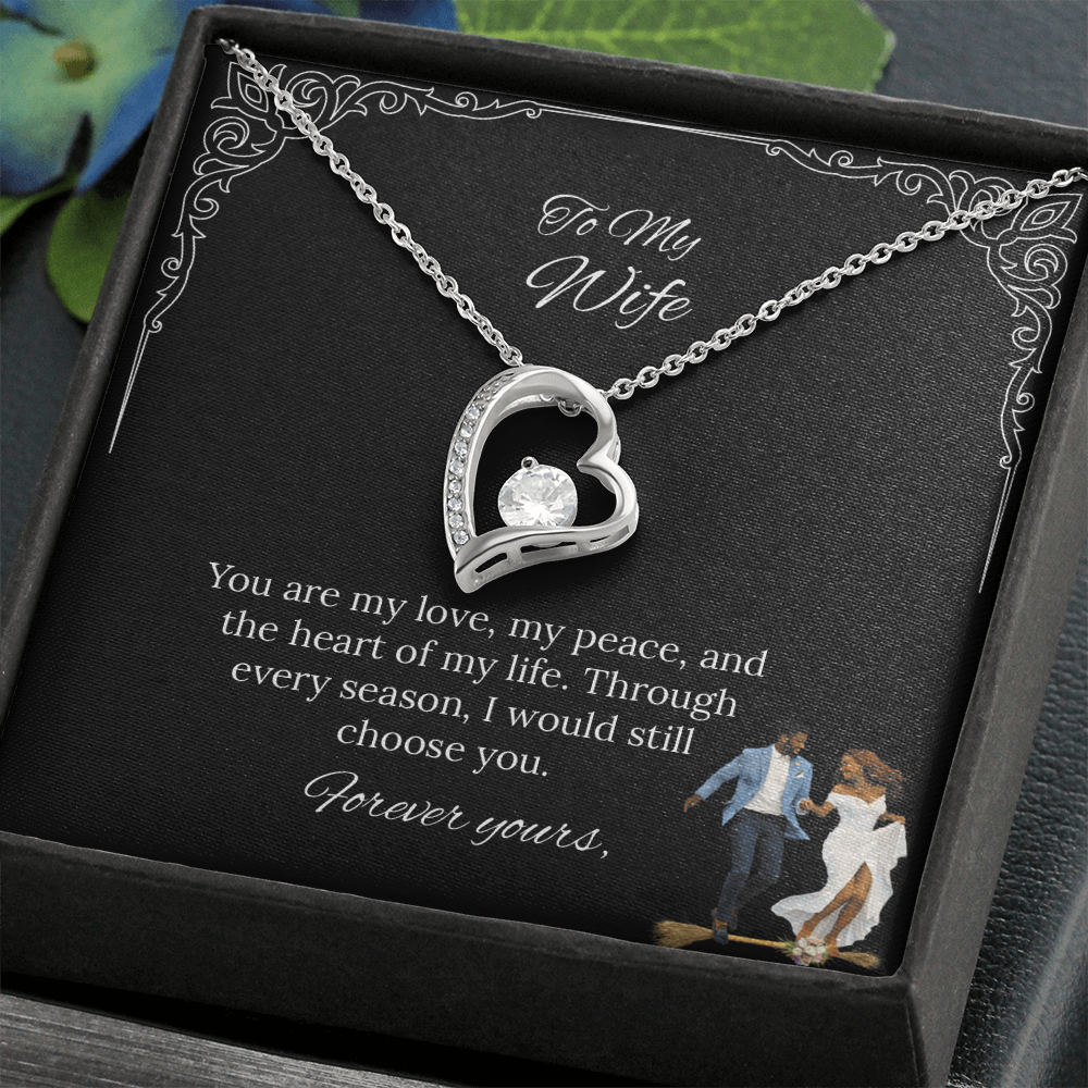 African American - To My Wife Forever Love Necklace in Luxury or Standard Black & White Box