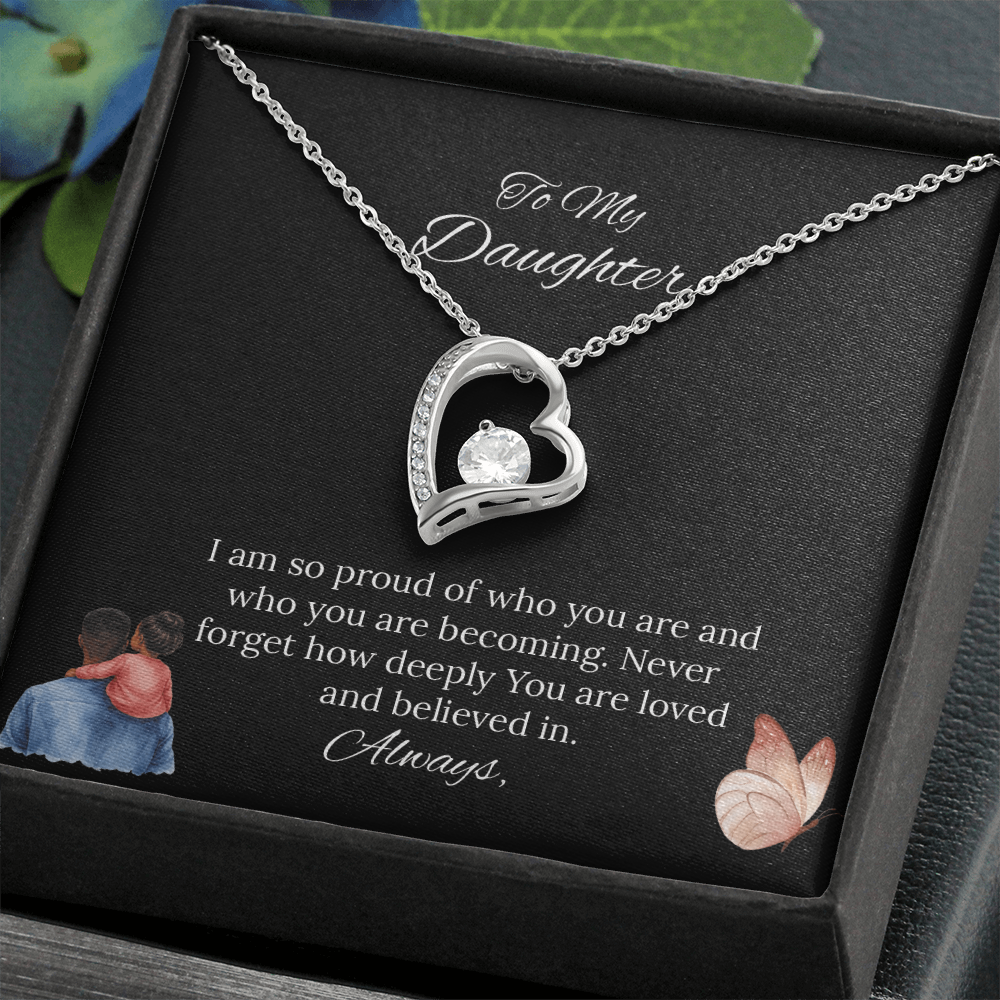 African American Father-Daughter - To My Daughter Forever Love Necklace in Luxury and Black & White Standard Box
