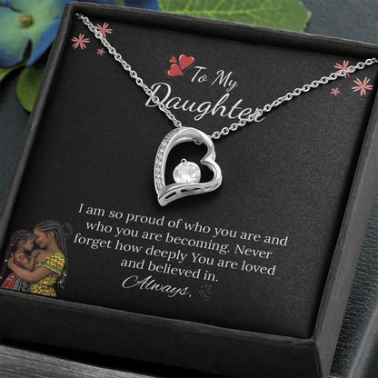African American - To My Daughter Forever Love Necklace in Luxury and Black & White Standard Box