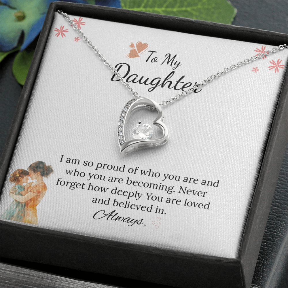 To My Daughter Forever Love Necklace in Luxury and Black & White Standard Box
