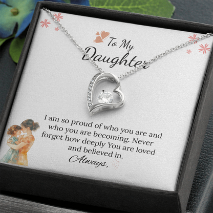 To My Daughter Forever Love Necklace in Luxury and Black & White Standard Box