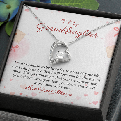 To My Granddaughter Forever Love Necklace in Luxury and Black & White Standard Box