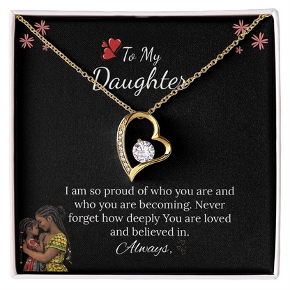 African American - To My Daughter Forever Love Necklace in Luxury and Black & White Standard Box