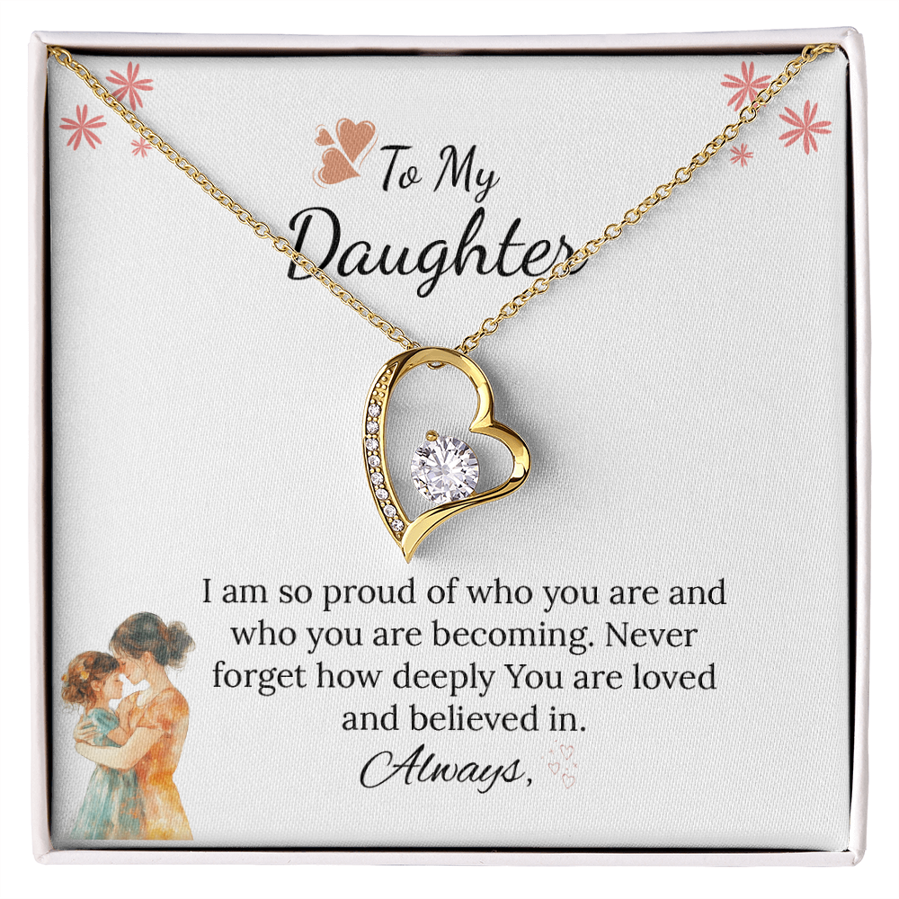 To My Daughter Forever Love Necklace in Luxury and Black & White Standard Box