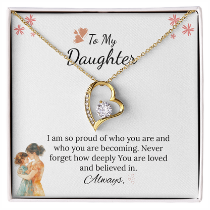 To My Daughter Forever Love Necklace in Luxury and Black & White Standard Box